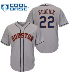 Youth Majestic Houston Astros #22 Josh Reddick Authentic Grey Road Cool Base MLB Jersey