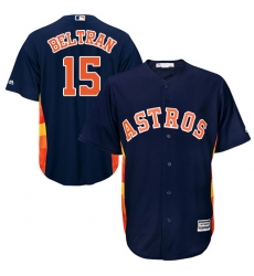 Youth Majestic Houston Astros #15 Carlos Beltran Authentic Navy Blue Alternate Cool Base MLB Jersey