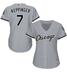 Women's Majestic Chicago White Sox #7 Jeff Keppinger Authentic Grey Road Cool Base MLB Jersey