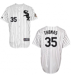 Men's Majestic Chicago White Sox #35 Frank Thomas Replica White w75th Anniversary Commemorative Patch MLB Jersey