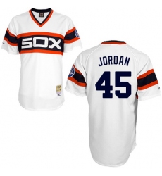 Men's Mitchell and Ness 1983 Chicago White Sox #45 Michael Jordan Authentic White Throwback MLB Jersey