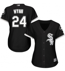 Women's Majestic Chicago White Sox #24 Early Wynn Authentic Black Alternate Home Cool Base MLB Jersey