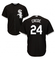 Youth Majestic Chicago White Sox #24 Joe Crede Authentic Black Alternate Home Cool Base MLB Jersey