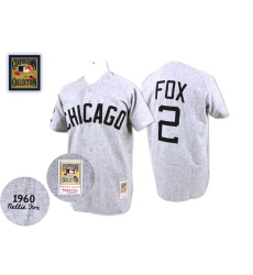 Men's Mitchell and Ness 1960 Chicago White Sox #2 Nellie Fox Replica Grey Throwback MLB Jersey