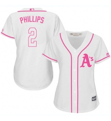 Women's Majestic Oakland Athletics #2 Tony Phillips Authentic White Fashion Cool Base MLB Jersey