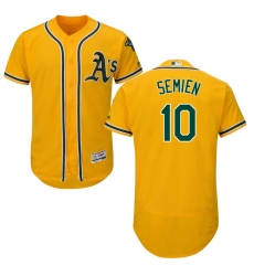 Men's Majestic Oakland Athletics #10 Marcus Semien Gold Alternate Flex Base Authentic Collection MLB Jersey
