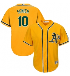 Youth Majestic Oakland Athletics #10 Marcus Semien Authentic Gold Alternate 2 Cool Base MLB Jersey