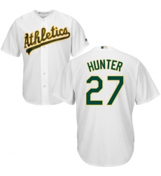 Men's Majestic Oakland Athletics #27 Catfish Hunter Replica White Home Cool Base MLB Jersey