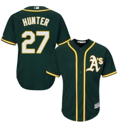 Youth Majestic Oakland Athletics #27 Catfish Hunter Authentic Green Alternate 1 Cool Base MLB Jersey