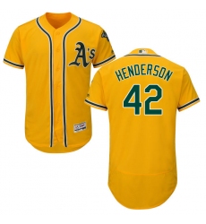 Men's Majestic Oakland Athletics #42 Dave Henderson Gold Alternate Flex Base Authentic Collection MLB Jersey