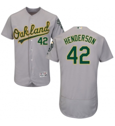 Men's Majestic Oakland Athletics #42 Dave Henderson Grey Road Flex Base Authentic Collection MLB Jersey