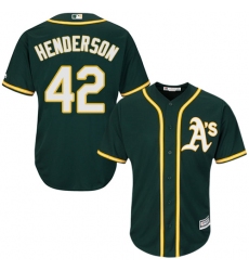 Men's Majestic Oakland Athletics #42 Dave Henderson Replica Green Alternate 1 Cool Base MLB Jersey
