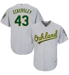 Men's Majestic Oakland Athletics #43 Dennis Eckersley Replica Grey Road Cool Base MLB Jersey