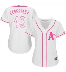 Women's Majestic Oakland Athletics #43 Dennis Eckersley Authentic White Fashion Cool Base MLB Jersey