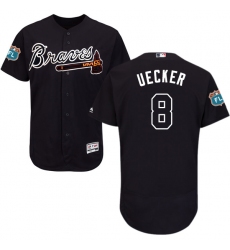 Men's Majestic Atlanta Braves #8 Bob Uecker Navy Blue Alternate Flex Base Authentic Collection MLB Jersey