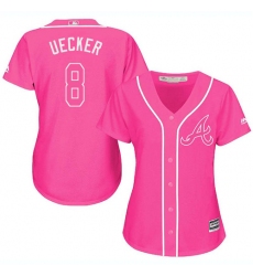 Women's Majestic Atlanta Braves #8 Bob Uecker Authentic Pink Fashion Cool Base MLB Jersey
