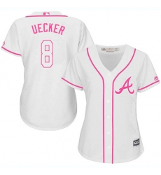 Women's Majestic Atlanta Braves #8 Bob Uecker Authentic White Fashion Cool Base MLB Jersey