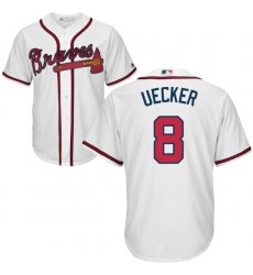 Youth Majestic Atlanta Braves #8 Bob Uecker Authentic White Home Cool Base MLB Jersey