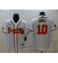 Men's Atlanta Braves #10 Chipper Jones Nike White 2022 Gold Program Authentic Player Jersey