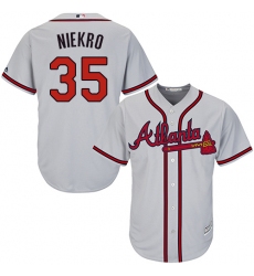 Men's Majestic Atlanta Braves #35 Phil Niekro Replica Grey Road Cool Base MLB Jersey