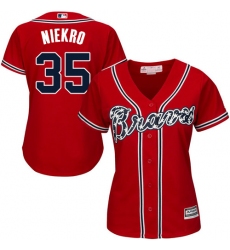 Women's Majestic Atlanta Braves #35 Phil Niekro Authentic Red Alternate Cool Base MLB Jersey