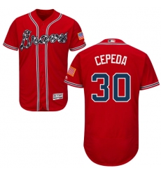 Men's Majestic Atlanta Braves #30 Orlando Cepeda Red Alternate Flex Base Authentic Collection MLB Jersey
