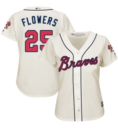 Women's Majestic Atlanta Braves #25 Tyler Flowers Authentic Cream Alternate 2 Cool Base MLB Jersey