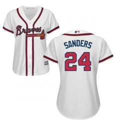Women's Majestic Atlanta Braves #24 Deion Sanders Replica White Home Cool Base MLB Jersey