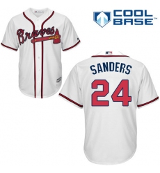 Youth Majestic Atlanta Braves #24 Deion Sanders Replica White Home Cool Base MLB Jersey