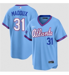 Men's Atlanta Braves #31 Greg Maddux Powder Blue 2026 City Connect Stadium Stitched Baseball Jersey
