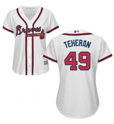 Women's Majestic Atlanta Braves #49 Julio Teheran Authentic White Home Cool Base MLB Jersey