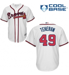 Youth Majestic Atlanta Braves #49 Julio Teheran Replica White Home Cool Base MLB Jersey