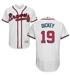 Men's Majestic Atlanta Braves #19 R.A. Dickey White Flexbase Authentic Collection MLB Jersey