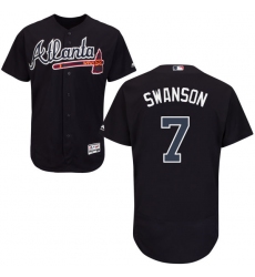 Men's Majestic Atlanta Braves #7 Dansby Swanson Blue Flexbase Authentic Collection MLB Jersey