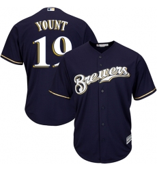 Youth Majestic Milwaukee Brewers #19 Robin Yount Authentic Navy Blue Alternate Cool Base MLB Jersey