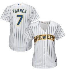 Women's Majestic Milwaukee Brewers #7 Eric Thames Authentic White Alternate Cool Base MLB Jersey