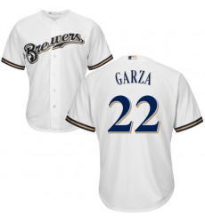 Youth Majestic Milwaukee Brewers #22 Matt Garza Replica White Home Cool Base MLB Jersey