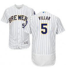 Men's Majestic Milwaukee Brewers #5 Jonathan Villar White/Royal Flexbase Authentic Collection MLB Jersey