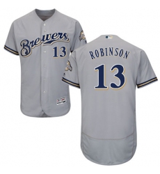 Men's Majestic Milwaukee Brewers #13 Glenn Robinson Grey Flexbase Authentic Collection MLB Jersey