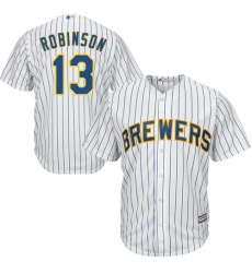 Men's Majestic Milwaukee Brewers #13 Glenn Robinson Replica White Alternate Cool Base MLB Jersey