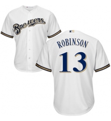 Youth Majestic Milwaukee Brewers #13 Glenn Robinson Replica White Home Cool Base MLB Jersey