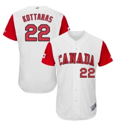 Men's Canada Baseball Majestic #22 George Kottaras White 2017 World Baseball Classic Authentic Team Jersey