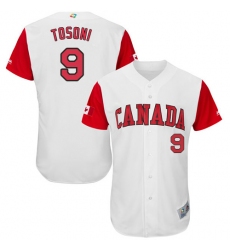 Men's Canada Baseball Majestic #9 Rene Tosoni White 2017 World Baseball Classic Authentic Team Jersey