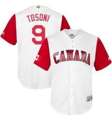 Men's Canada Baseball Majestic #9 Rene Tosoni White 2017 World Baseball Classic Replica Team Jersey