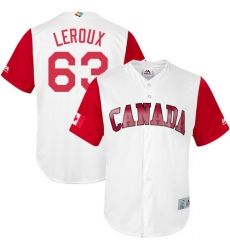 Men's Canada Baseball Majestic #63 Chris Leroux White 2017 World Baseball Classic Replica Team Jersey