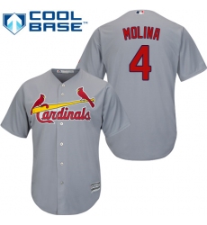 Men's Majestic St. Louis Cardinals #4 Yadier Molina Replica Grey Road Cool Base MLB Jersey