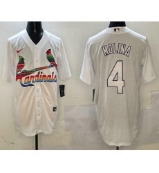 Men's St Louis Cardinals #4 Yadier Molina White Mexico Cool Base Stitched Jersey