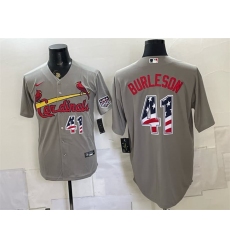 Men's St. Louis Cardinals #41 Alec Burleson Gray USA 250 Fourth of July Stitched Baseball Jersey