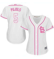 Women's Majestic St. Louis Cardinals #5 Albert Pujols Replica White Fashion Cool Base MLB Jersey