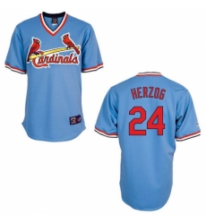 Men's Majestic St. Louis Cardinals #24 Whitey Herzog Authentic Blue Cooperstown Throwback MLB Jersey